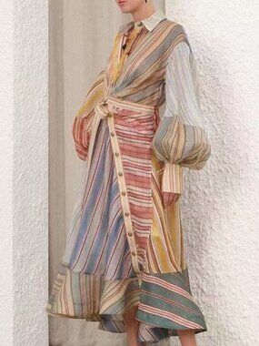 Zimmermann Pastel Striped High Low Dress